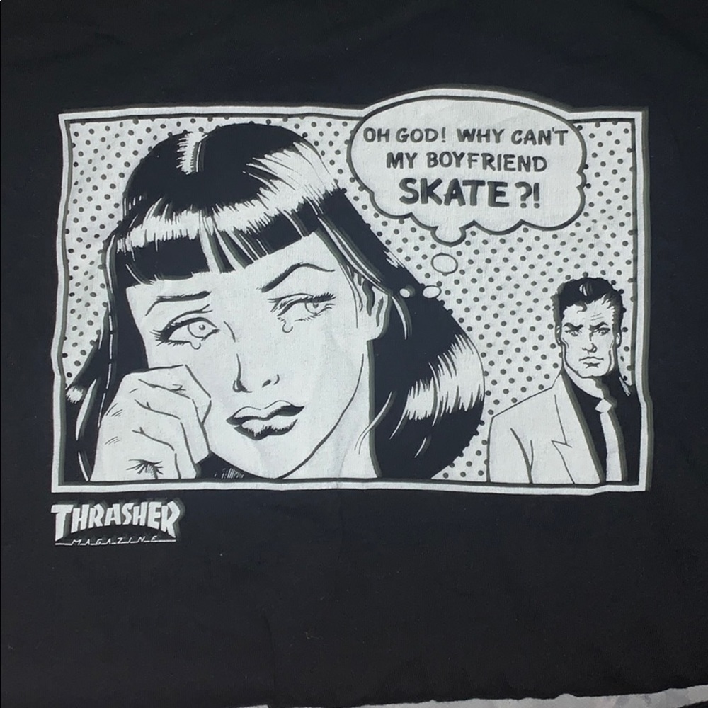 Large thrasher black & white womens tee shirt
